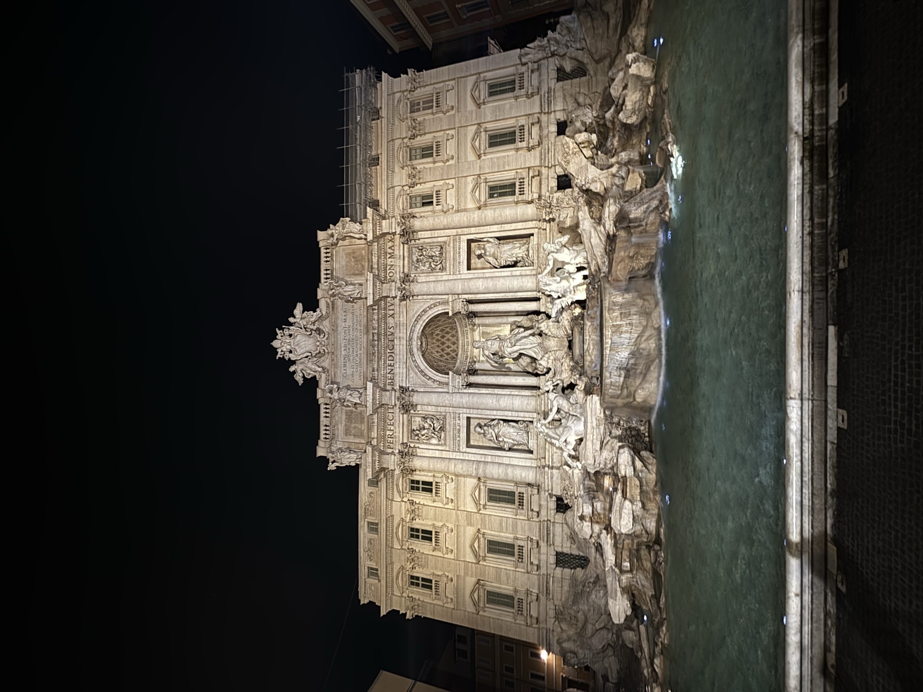 Trevi Fountain lit up at night