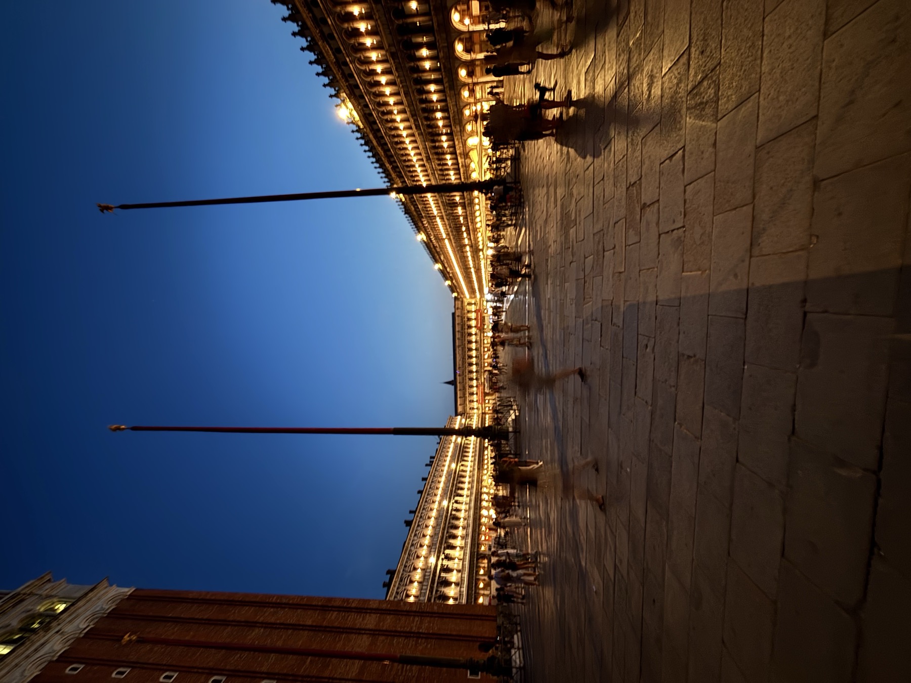 Gondola on Venice canal at night