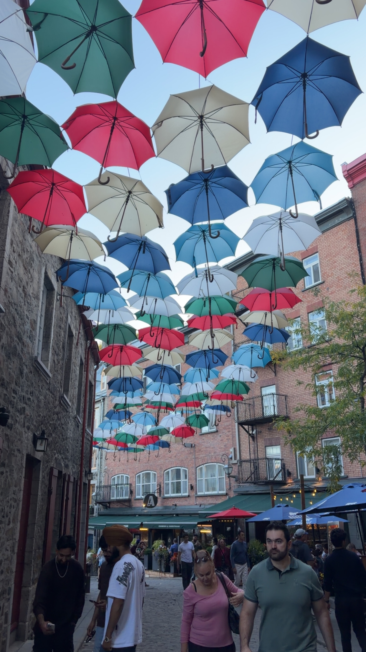 Umbrella street in Old Montreal